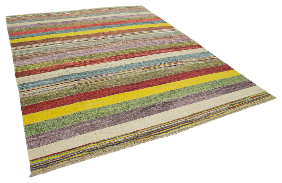 Rug N Carpet - Handmade Turkish 8' 7'' x 11' 0'' Modern Design Wool Kilim Rug