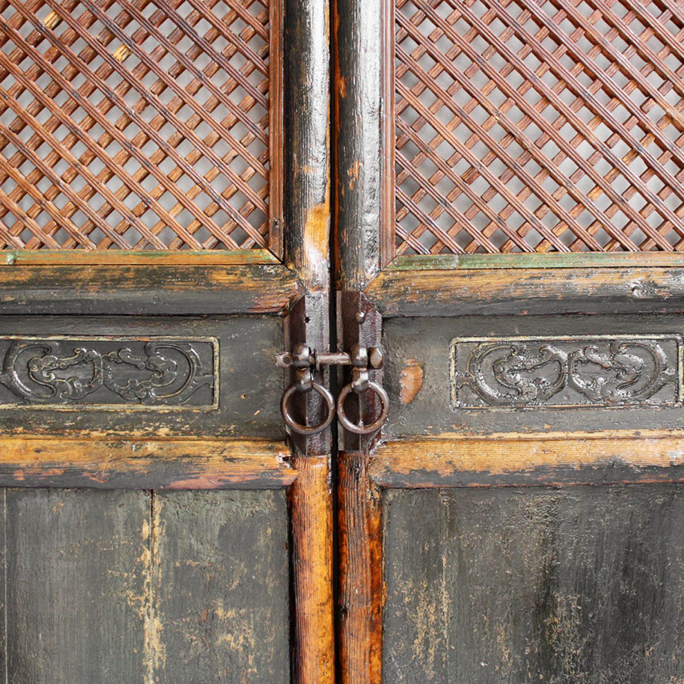 Consigned Set of Four Chinese Black Screens