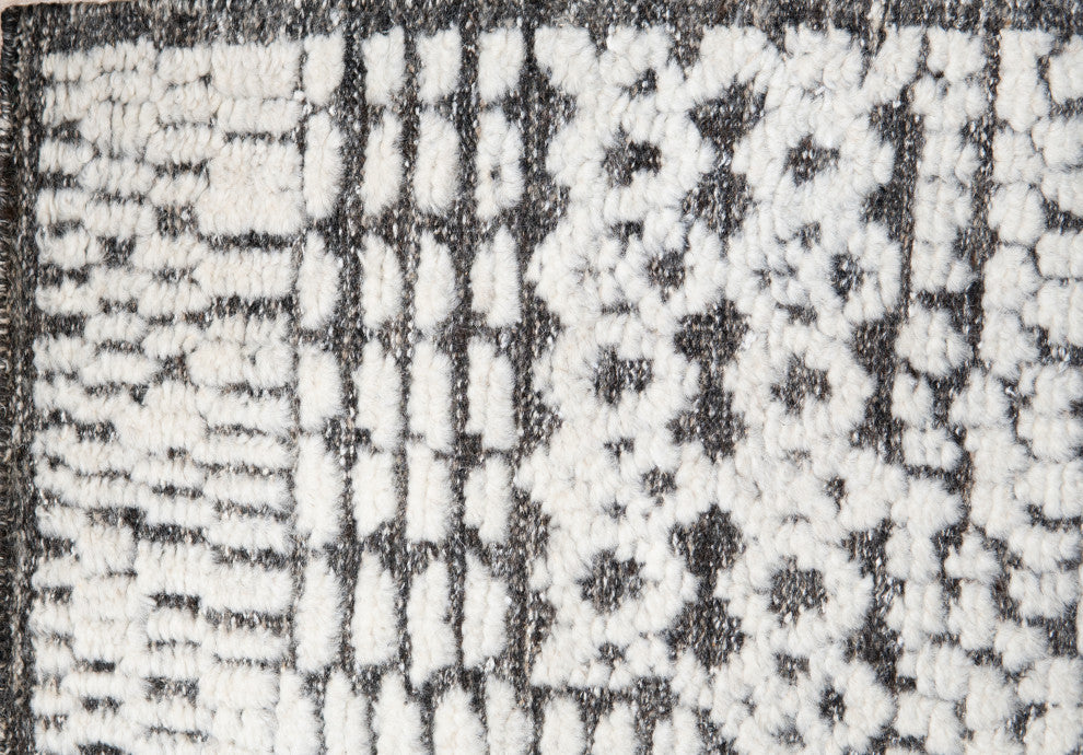 Ivory Contemporary Geometric Transitional High-Low Area Rug