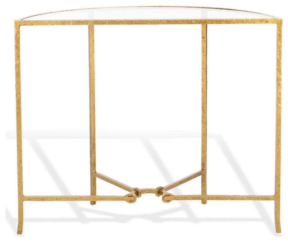 Safavieh Couture Tauri Metal Console Table, Brass/Clear