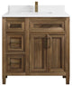Santa Monica 36 Center Sink Bath Vanity in Graywashed Teak 1.5" White Quartz