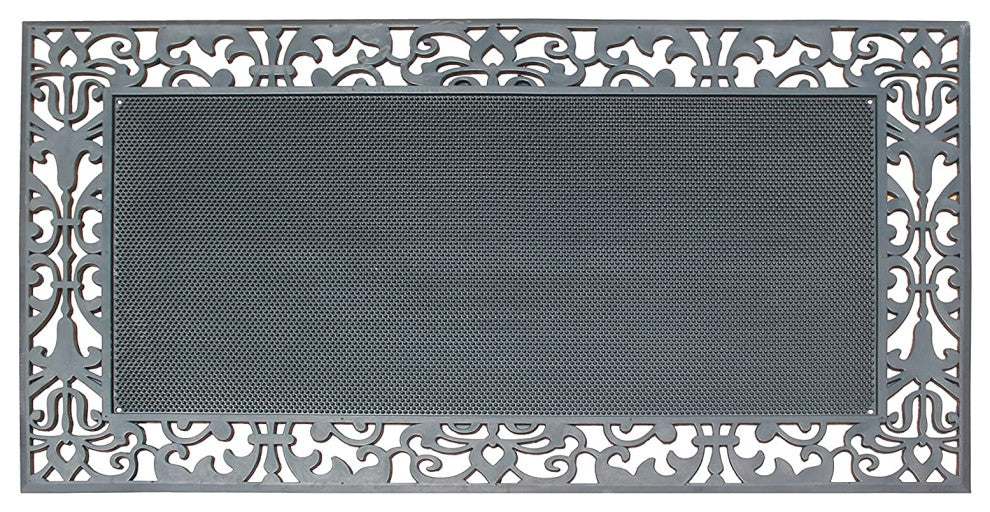 A1HC Rubber Pin Mat Paisley Border Heavy Duty Double Door Doormat 30"x48", Black
