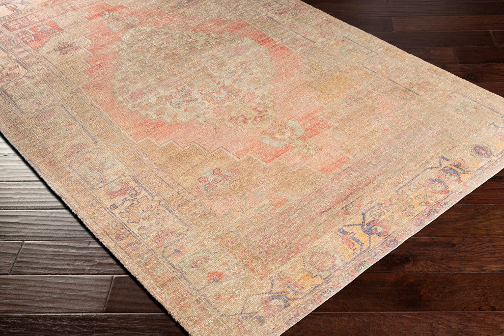 Surya Unique UNQ-2301 7'6"x9'6" Rug, Cream/Denim/Peach/Mint/Wheat