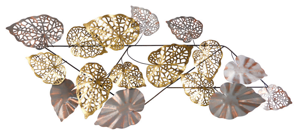 Nearly Natural 7071 5.5x2 Scattered Metal Leaves Wall Art Decor