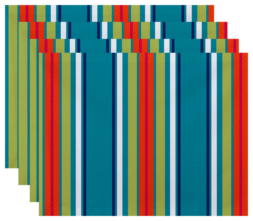 Multi-Stripe, Stripe Print Placemat, Set of 4, Turquoise