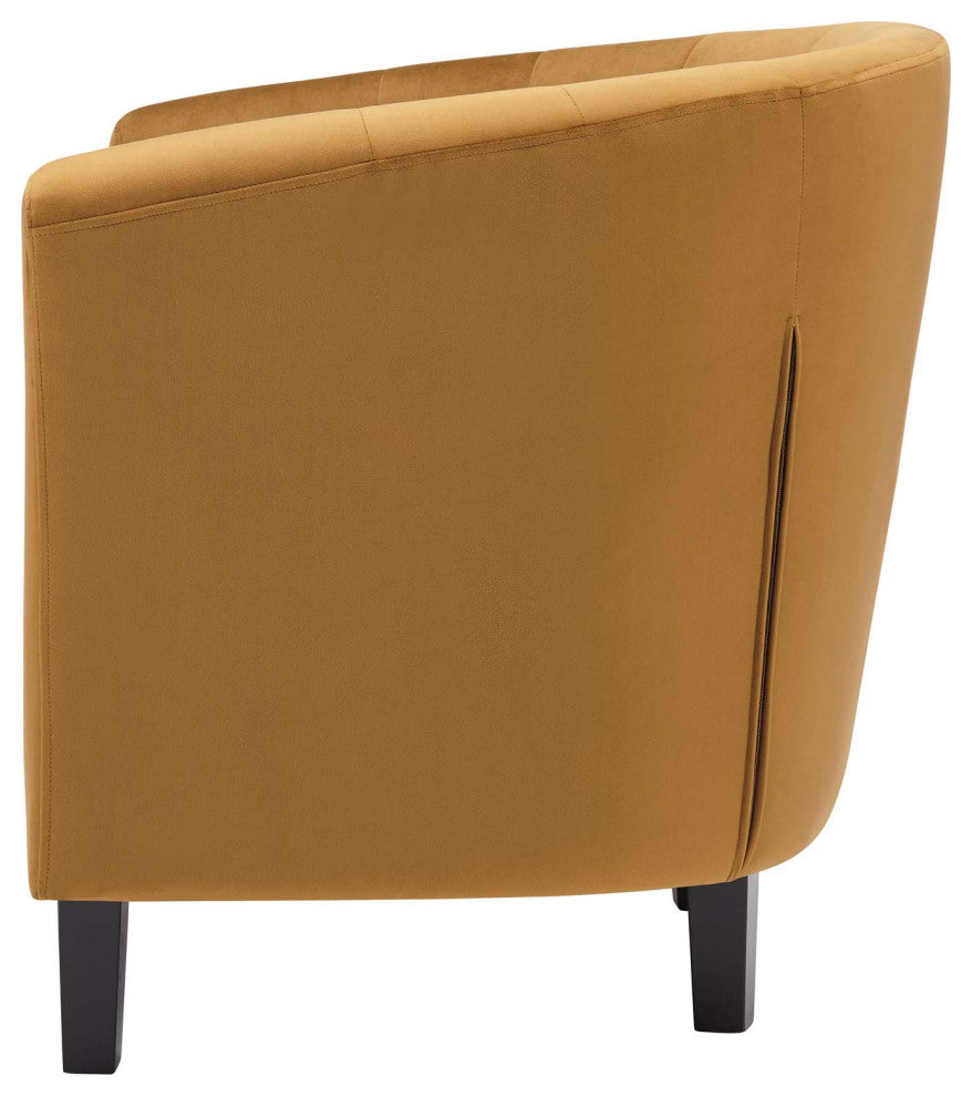 Armchair Accent Chair, Velvet, Brown, Modern, Living Lounge Hotel Hospitality