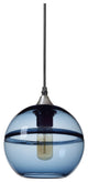 Unique Optic Contemporary Hand Blown Glass Pendant Light, Shade: Blue, 7"