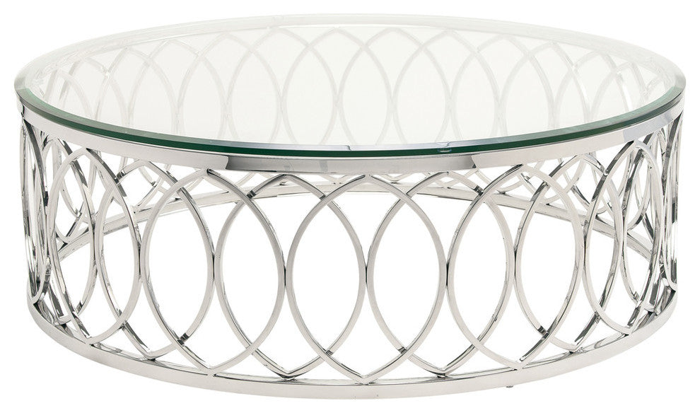 Juliette Coffee Table, High Polish Stainless Steel