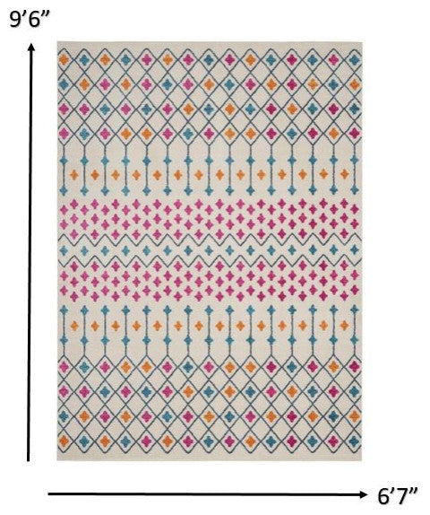 7" x 10" Ivory Jewels Geometric Area Rug