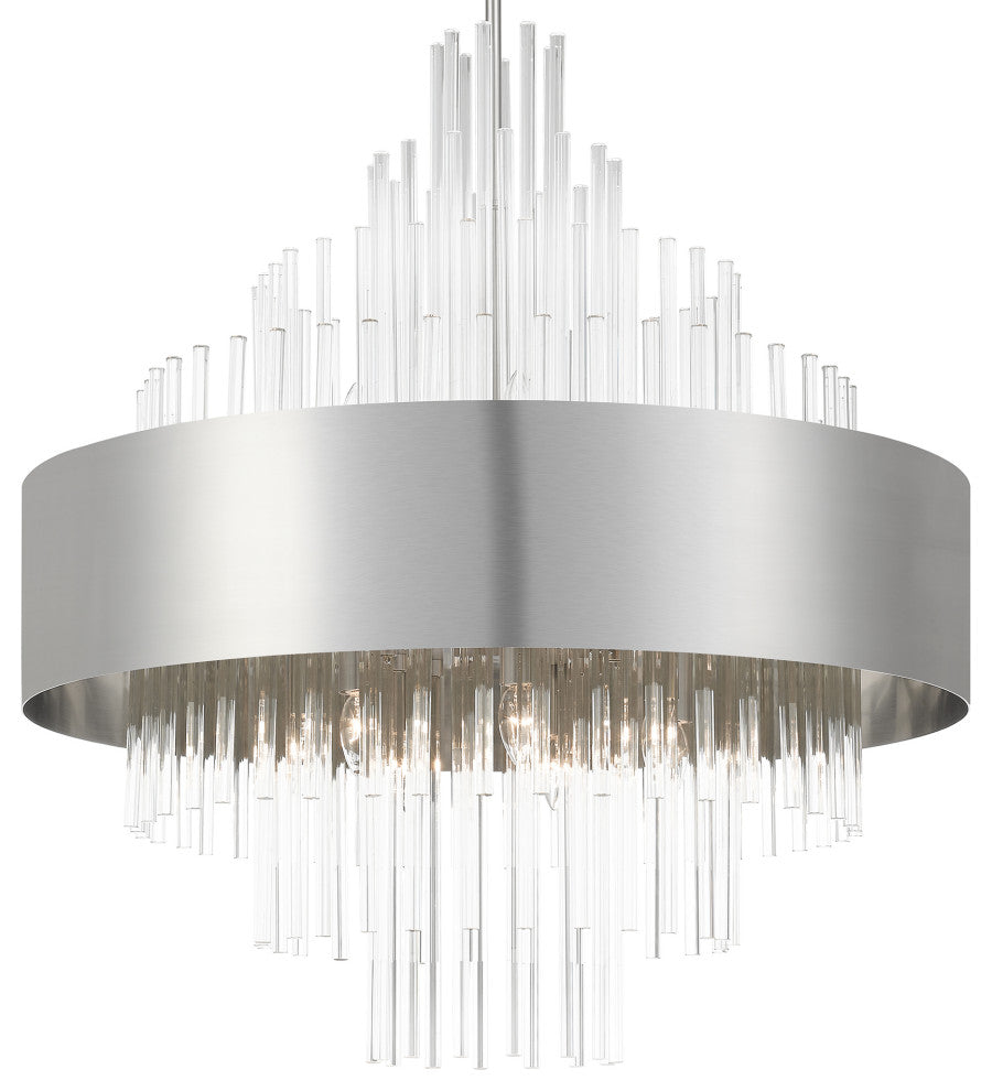 14 Light Brushed Nickel Large Pendant Chandelier