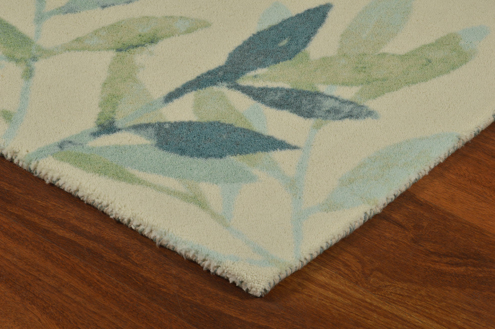 Sage Ash Modern Floral Area Rug, 5'x7'