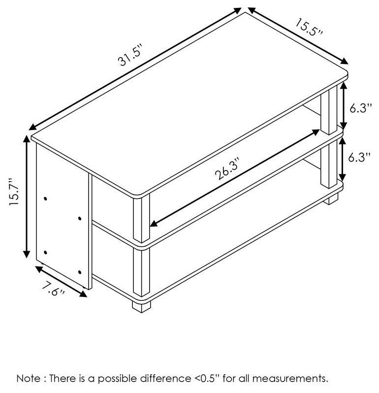 Sully 3-Tier TV Stand for TV up to 40, French Oak Grey/Black, 17076GYW/BK