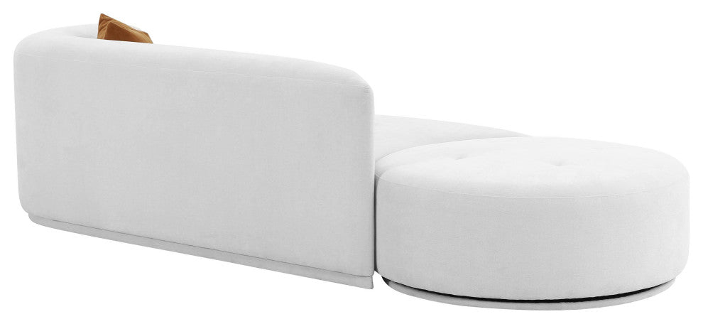 Fickle Grey Velvet 2-Piece Chaise Modular RAF Sofa - Grey