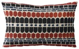 Plutus Red Blue Harmony Border Luxury Throw Pillow, 24"x24"