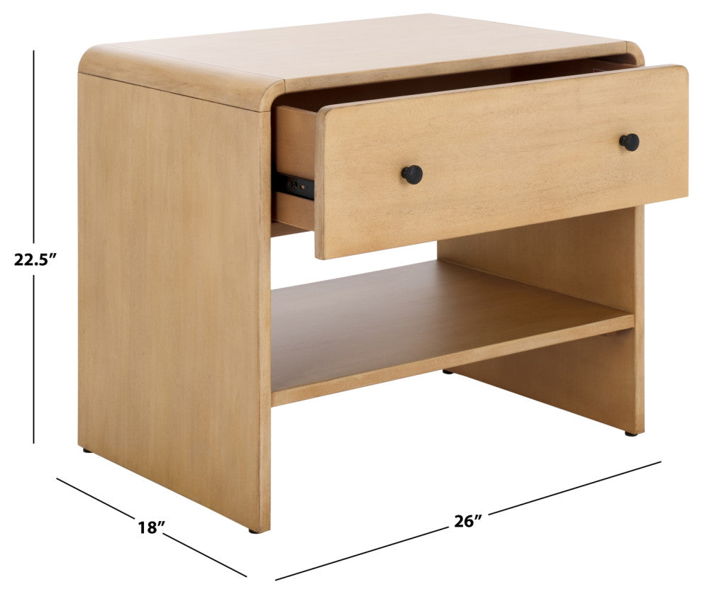 Safavieh Couture HayDriana 1 Drawer Wood Nightstand, Natural