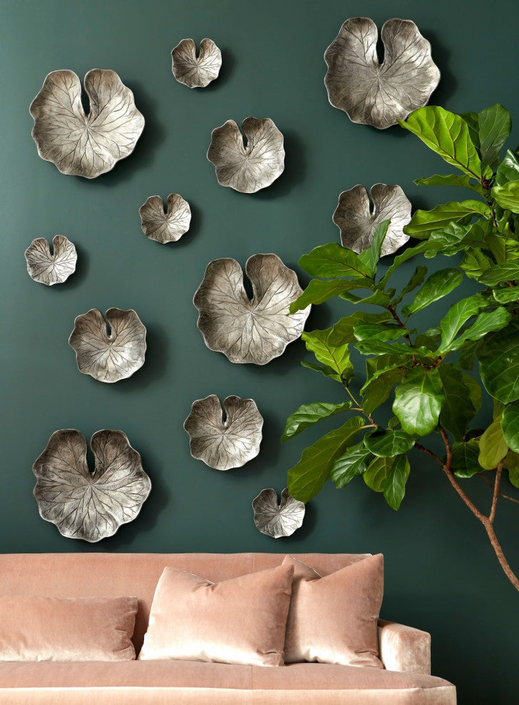 Lotus Leaf Wall Tiles, 3-Piece Set, Black/Silver, Aluminum