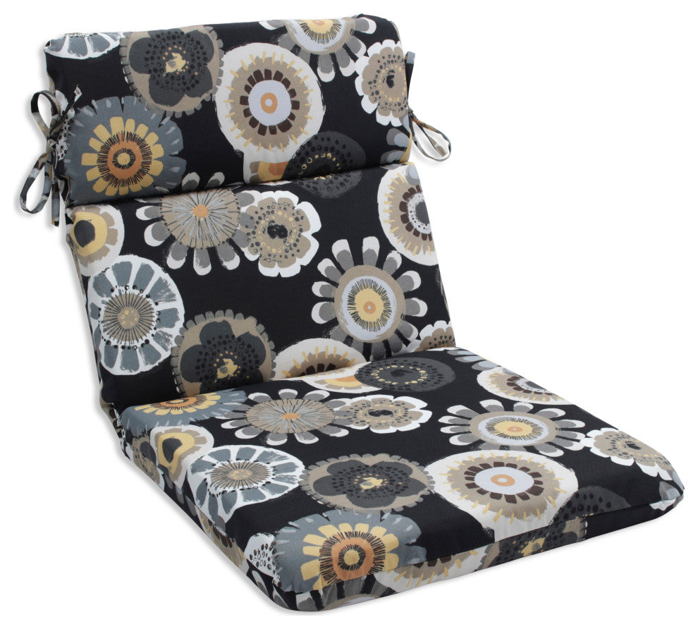 Crosby Rounded Corners Chair Cushion, Black