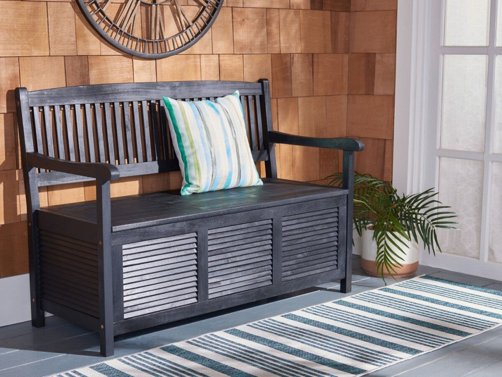 Safavieh Outdoor Brisbane Storage Bench Black