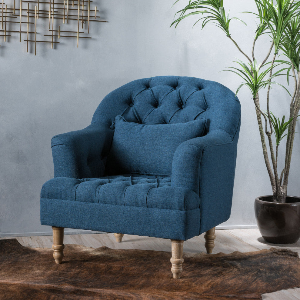 GDF Studio Kimberly Fabric Tufted Club Chair, Dark Blue