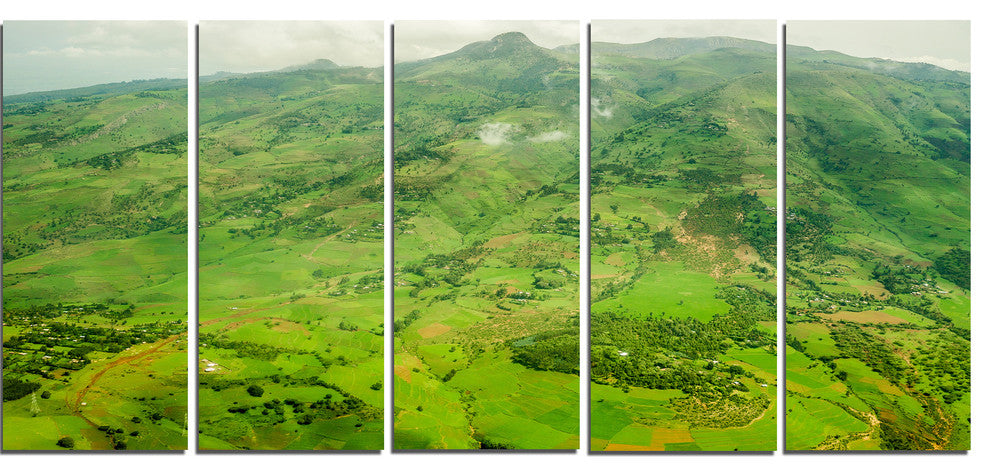 Highlands around Addis Ababa, Landscape Canvas Art Print, 60"x28", 5 Panels