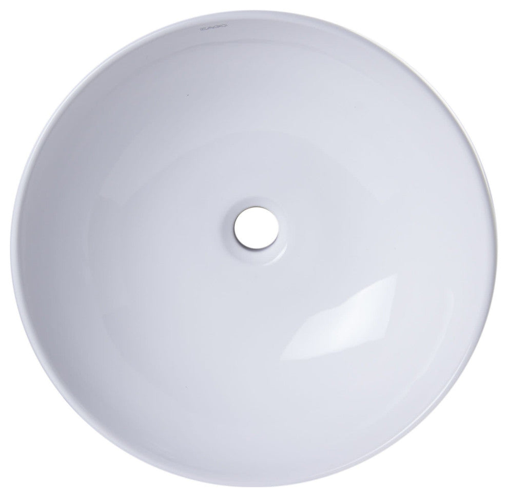 EAGO BA351 18" ROUND Ceramic Above-Mount Bathroom Vessel Sink