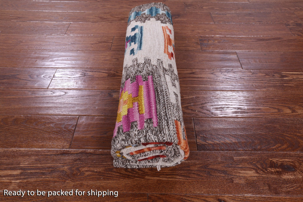Reversible Flat Weave Kilim Wool Rug 5' 0" X 8' 0" Q10545