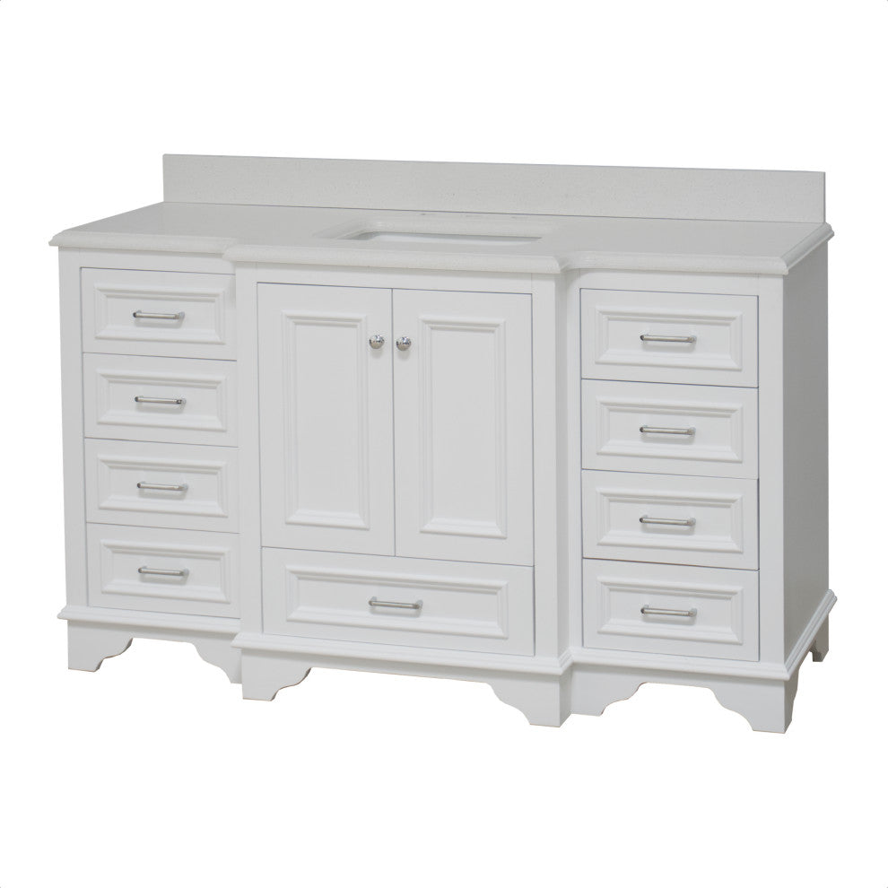 Nantucket 60" Bath Vanity, White, Quartz, Single Vanity