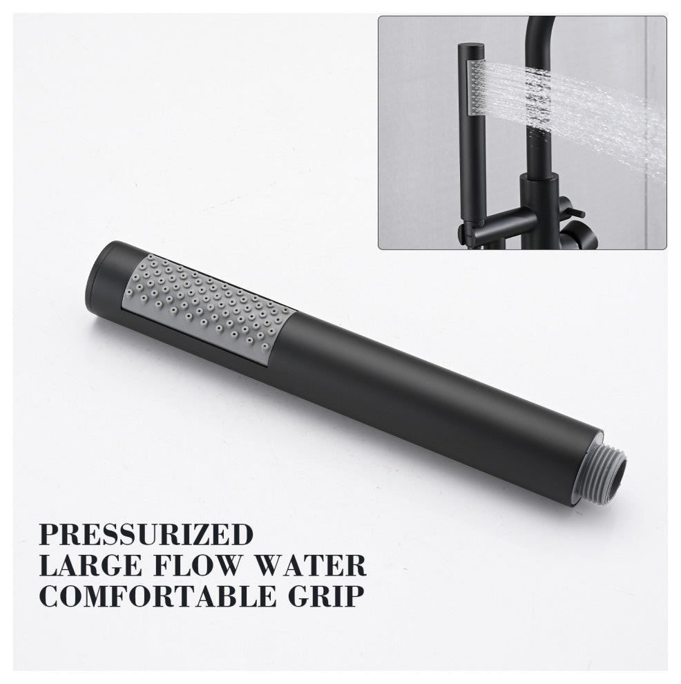 Single Handle Floor Mounted Freestanding Tub Filler with Hand Shower