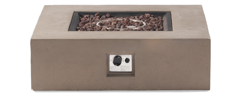 Hearth Outdoor 50,000 BTU Lightweight Concrete Square Fire Pit, No Tank Holder, Light Gray