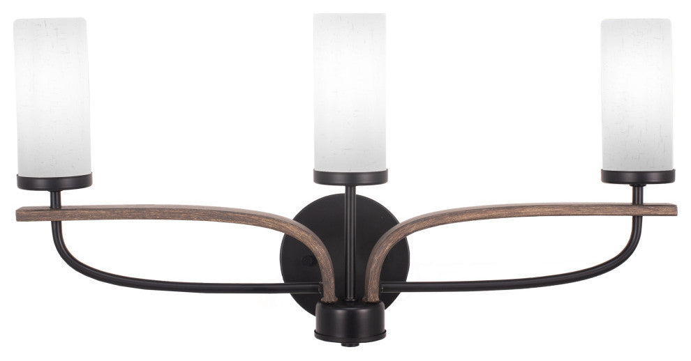 Monterey 3-Light Bath Bar, Matte Black & Painted Distressed, White Muslin