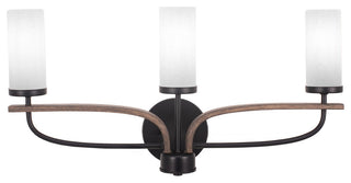 Monterey 3-Light Bath Bar, Matte Black & Painted Distressed, White Muslin