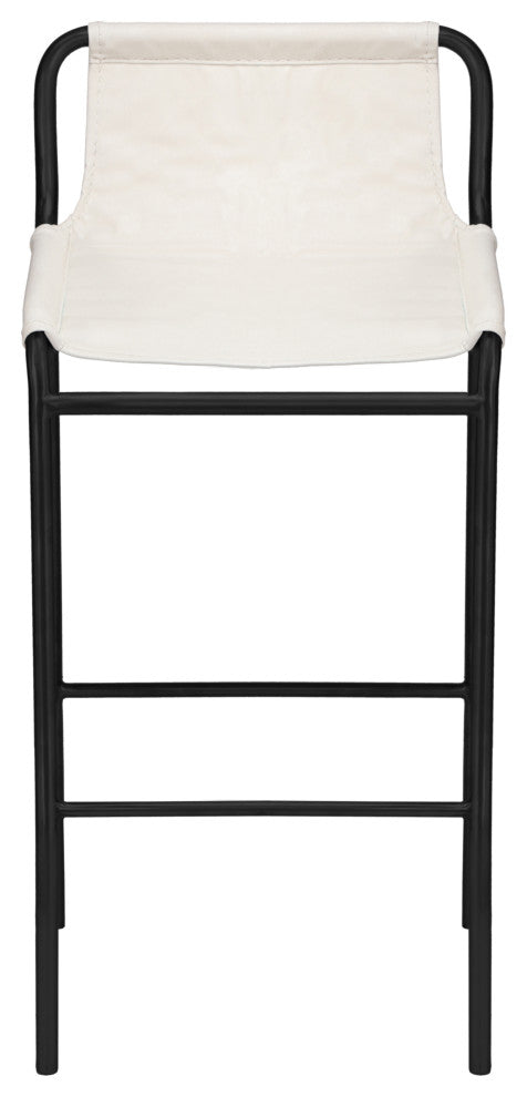 Dax Black Faux Leather Counter Stool, Cream