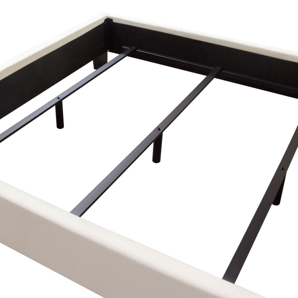 Vogue Queen Bed, Light Cream Velvet