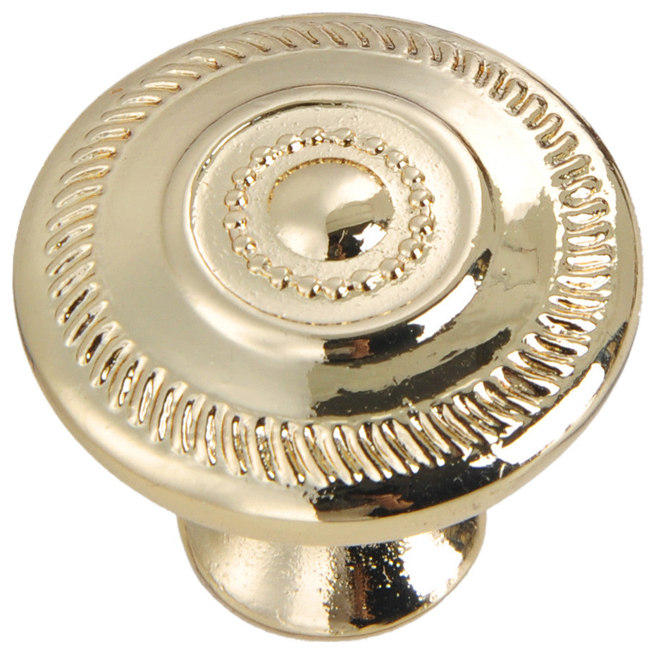 Utopia Alley Bergen Deco Round Cabinet Knob, 1" Diameter, Polished Gold, 10 Pack