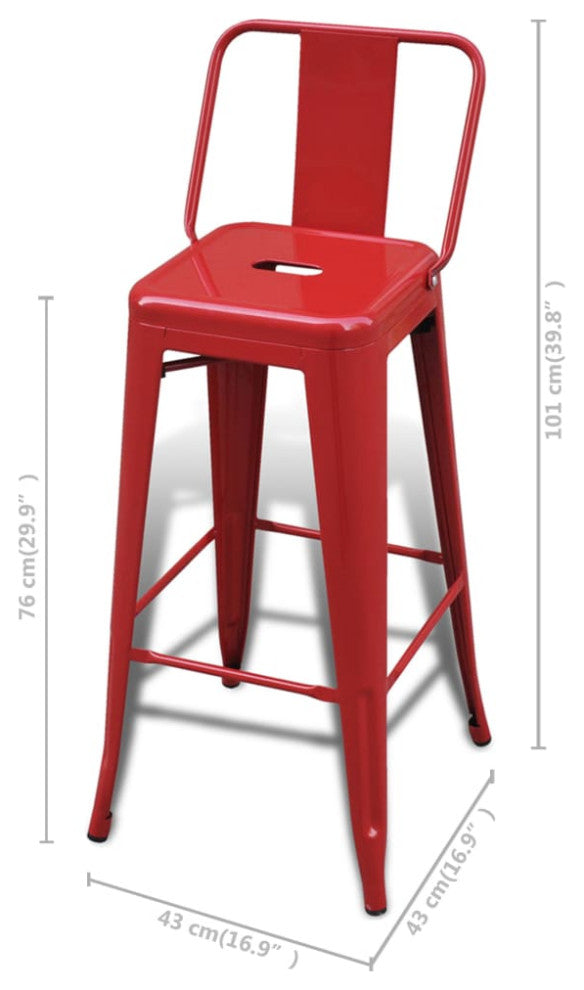 vidaXL Bar Stools 4 pcs Red Steel
