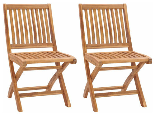 vidaXL 2x Solid Teak Wood Folding Patio Chair Outdoor Garden Lounge Seating