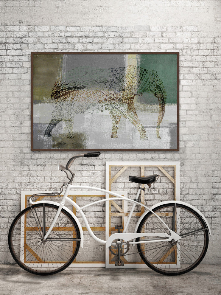 "Decorative Elephant" Floater Framed Painting Print on Canvas, 60"x40"