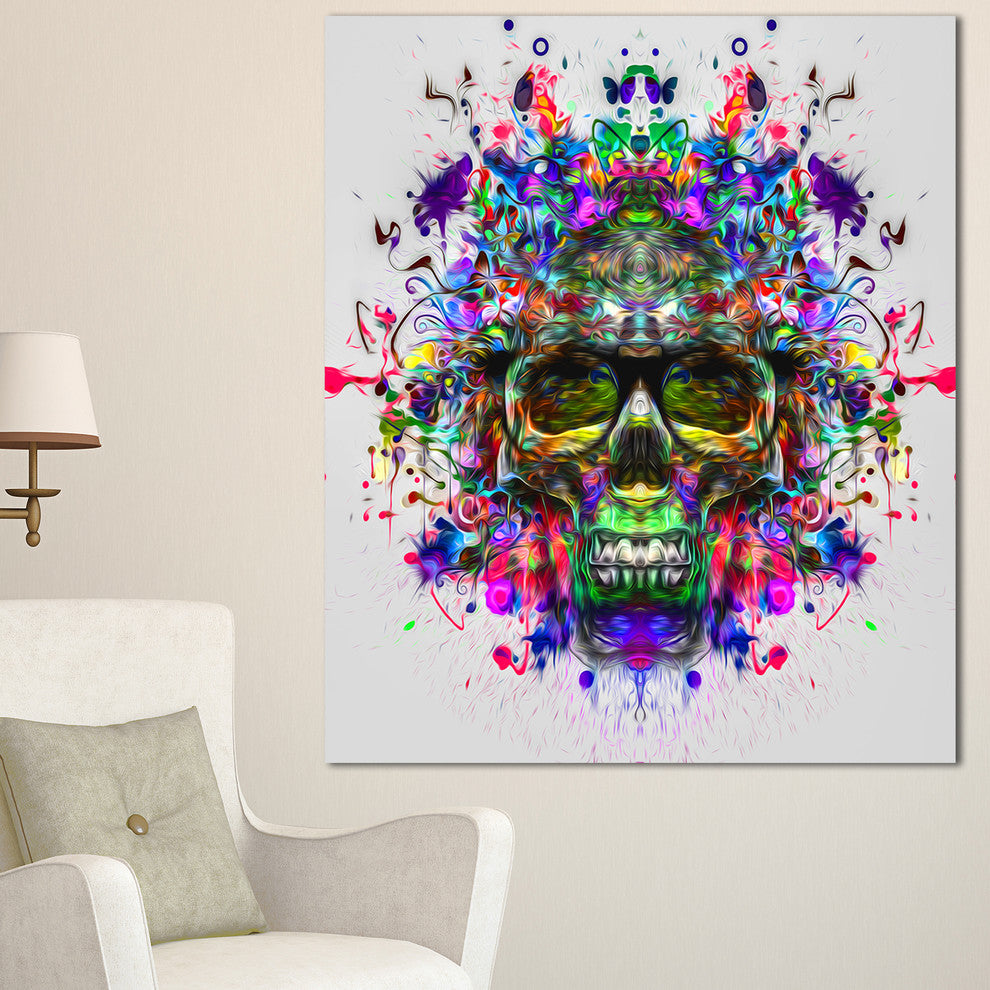 Skull with Glasses and Paint Splashes, Abstract Wall Art Canvas, 30"x40"