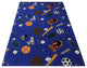 9' Round Custom Area Rug Multi Sports, Nylon Stainmaster Carpet, Blue