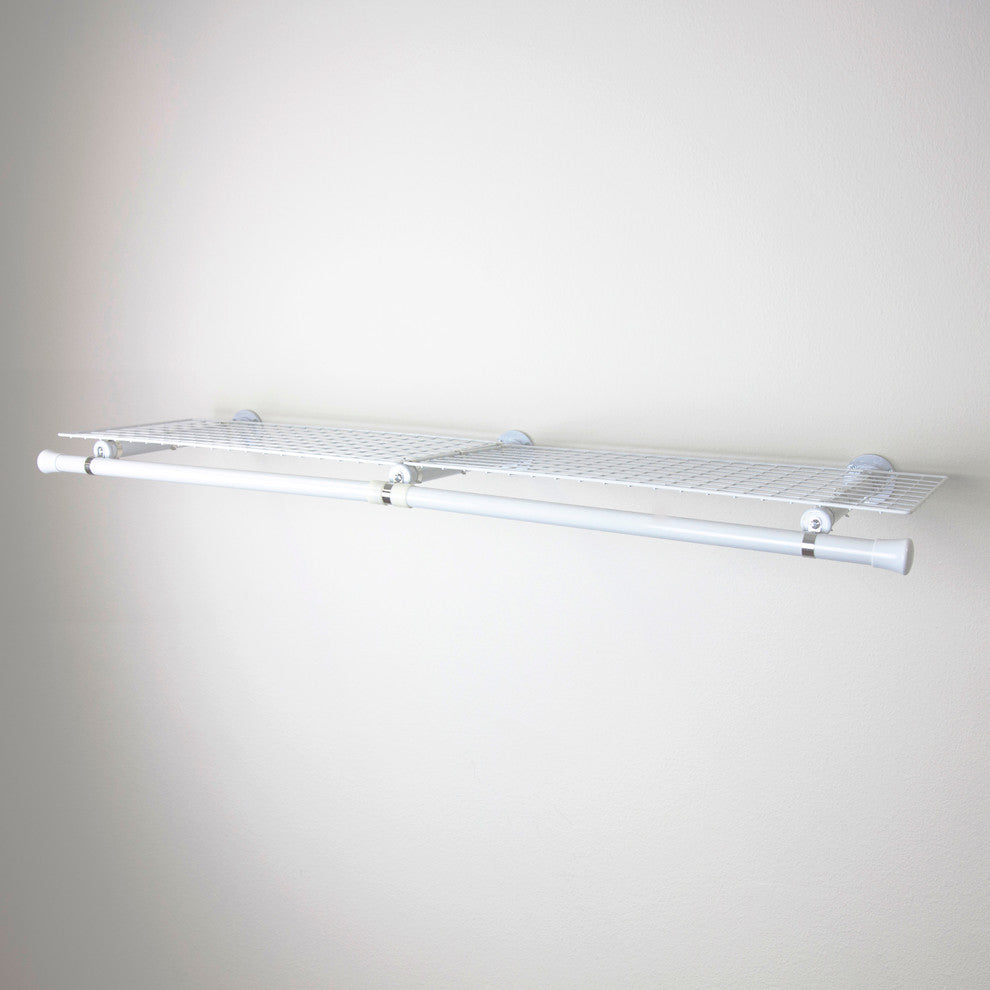 Double Shelf With Hanger, White, White