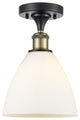 Innovations 516-1C-BAB-GBD-751-LED 1 Light Semi-Flush Mount, Black Antique Brass