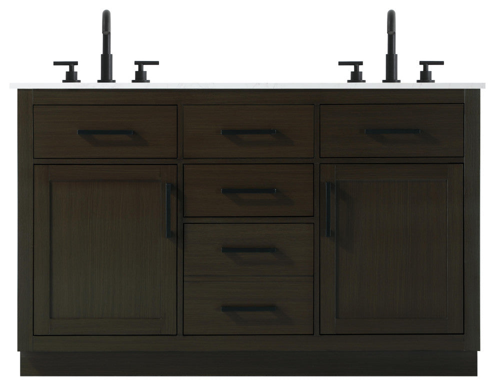 Home Living 54" Double Bathroom Vanity, Mocha Brown