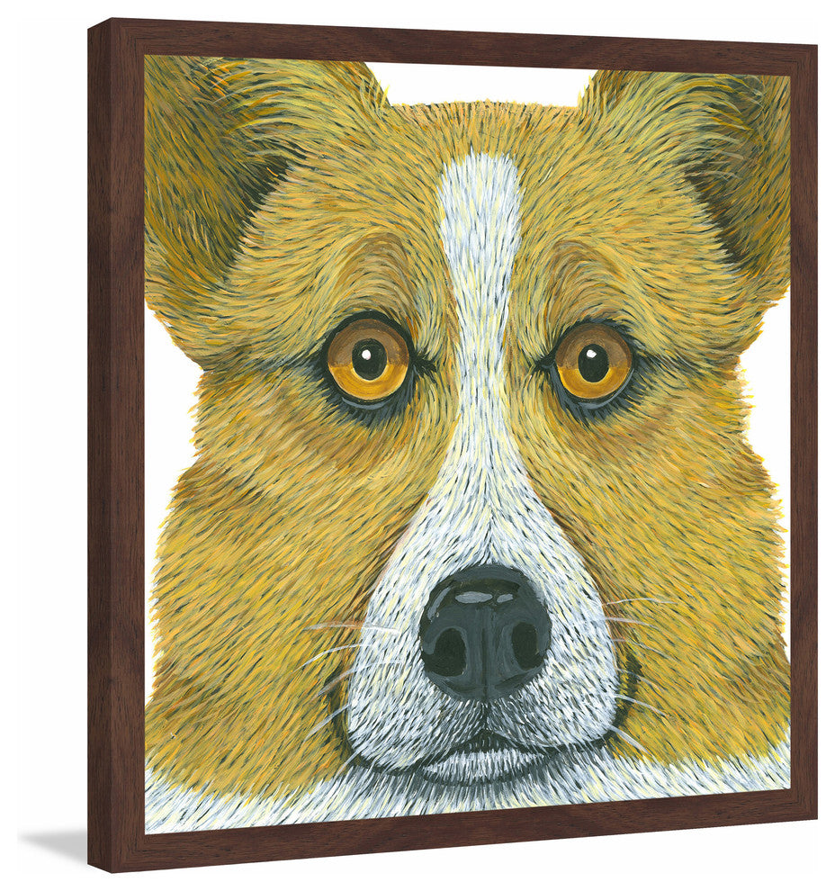 "Welsh Corgi" Framed Painting Print, 12"x12"