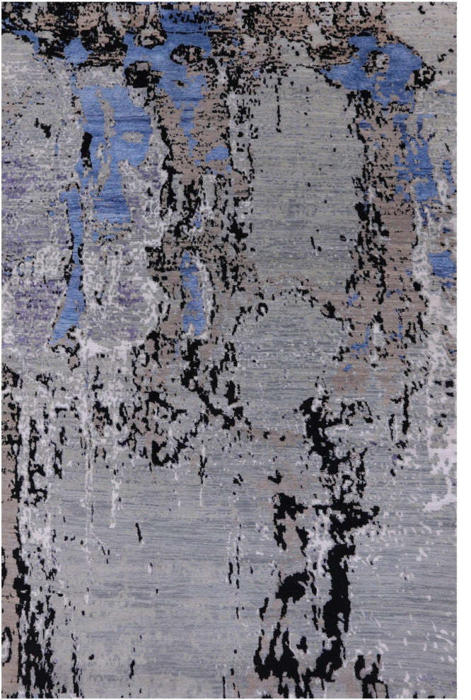 Modern Handmade Wool and Silk Rug 6' 0" X 9' 1"- Q7108