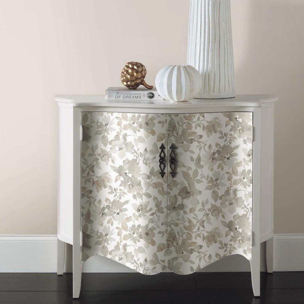 Neutral Watercolor Floral Peel & Stick Wallpaper