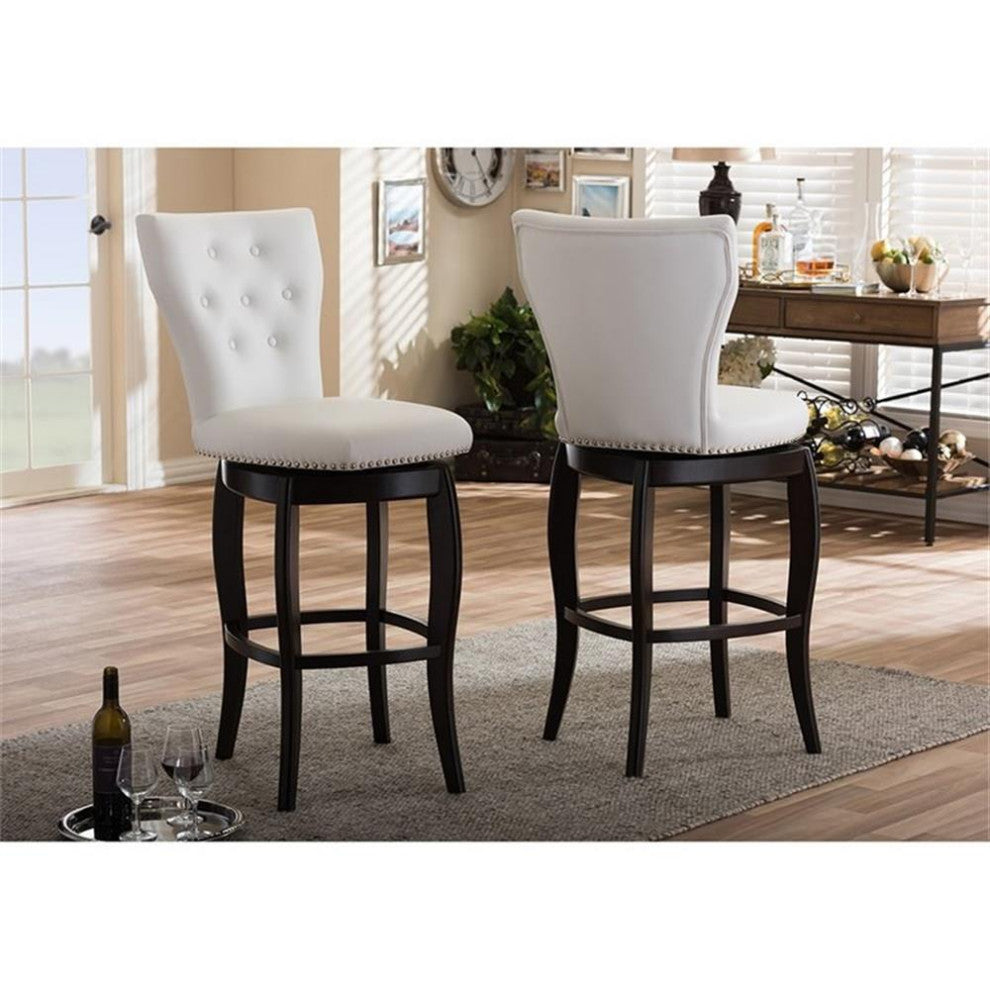 Baxton Studio Leonice 31" Faux Leather Swivel Bar Stool (Set of 2)
