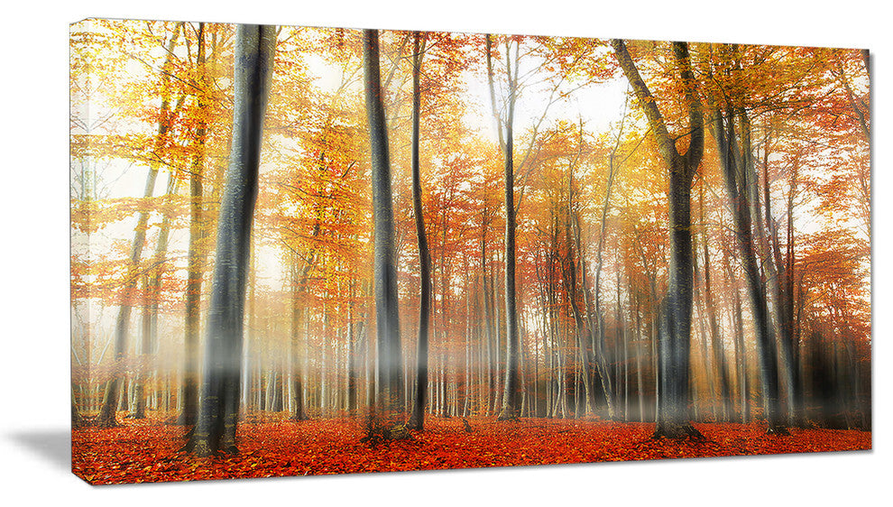 "Red and Yellow Leaves in Fall" Landscape Photo Wall Art, 32"x16"
