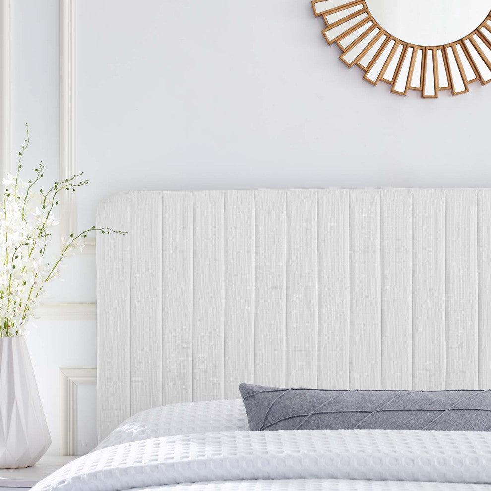 Tufted Headboard, Twin Size, Fabric, White, Modern Contemporary, Bedroom Master