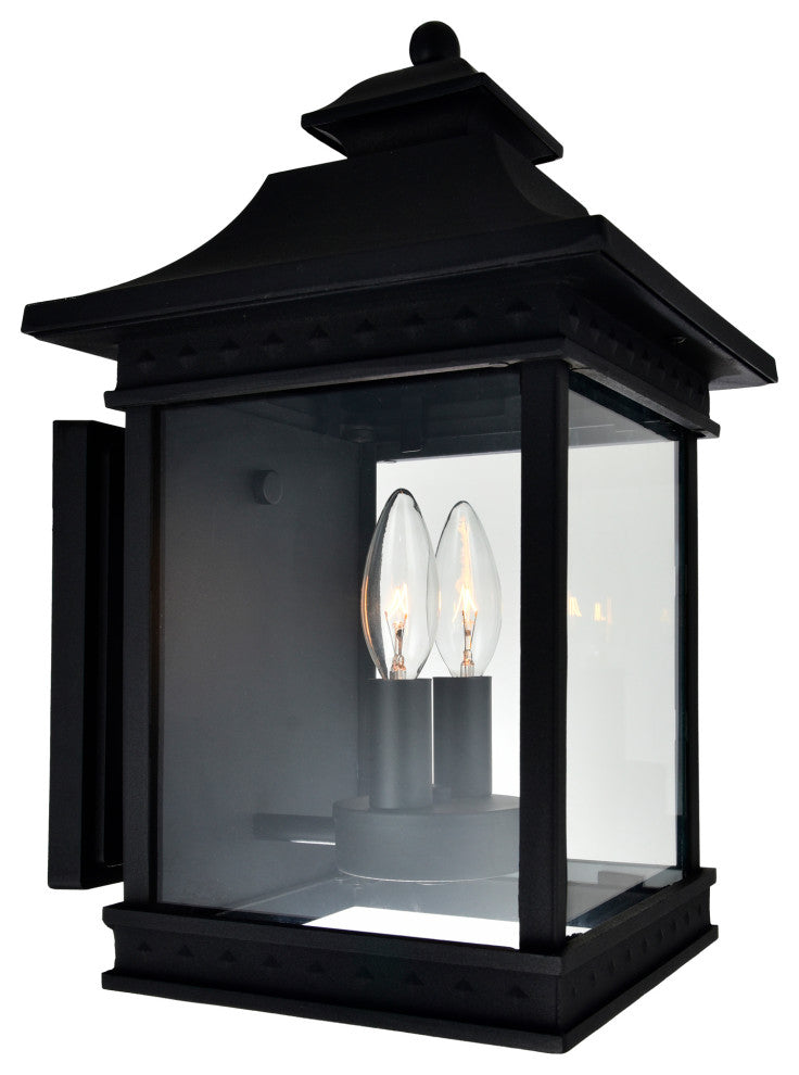 Cleveland 2 Light Black Outdoor Wall Light