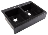Parker Black Fireclay 34"³ Double Bowl Quick-Fit Farmhouse Drop-in Kitchen Sink